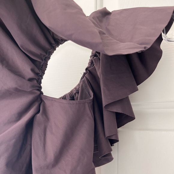 NWT L*SPACE by Monica Wise “Hey Girl” Off-Shoulder Ruffle Swim Tune Top S/M - Picture 7 of 10